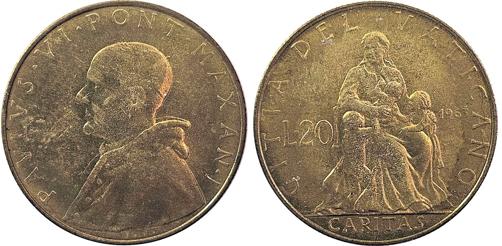 1963 Vatican 20 Lire